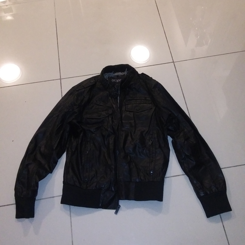 Guess Men Faux Leather Jacket